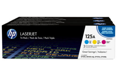 HP 125A 3-pack Cyan/Magenta/Yellow LaserJet Toner (CF373AM) HP 125A 3-pack Cyan/Magenta/Yellow LaserJet Toner (CF373AM)